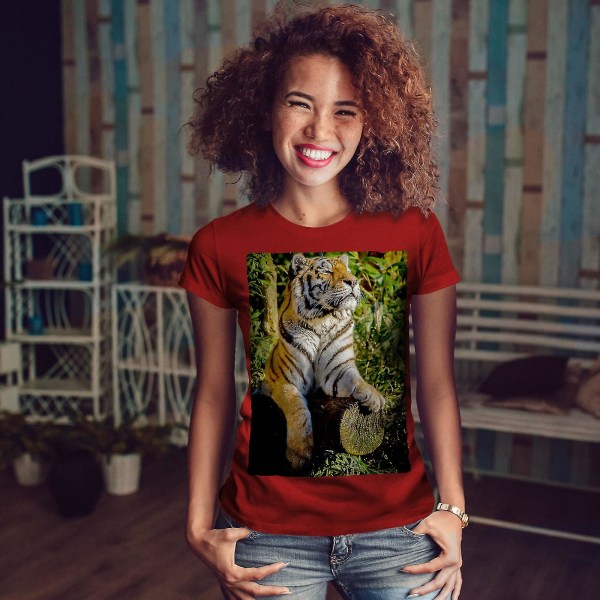 Tiger Sunshine Animal Kvinnor Röd-skjorta XL