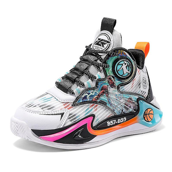 Barn Sneakers Pojkar Basketskor Halkfria Barn Sportskor 3B2328 WhiteGreen 34