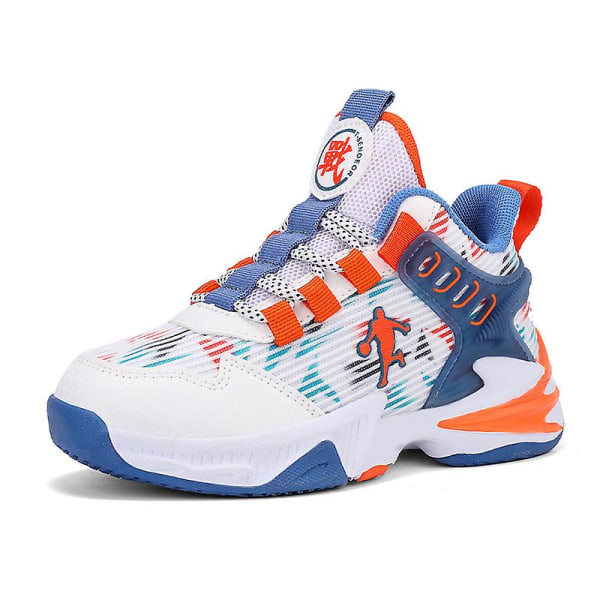 Basketskor för pojkar Mode Halkfria sneakers Sportskor som andas 3B2330 WhiteOrange 31