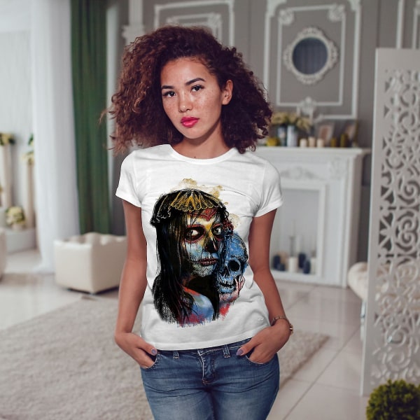 Evil Girl Skull Women Whitet-shirt L