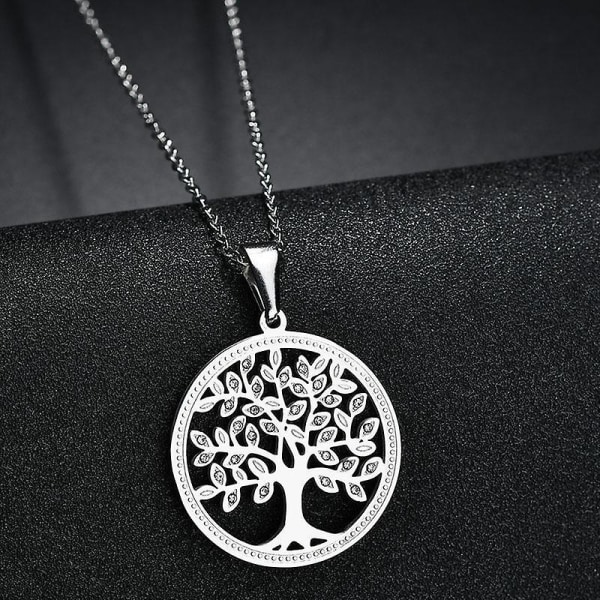 Hollow Tree of Life Halsband Dam Titan Stål Runt hänge Tillbehör 1d51 |  Fyndiq