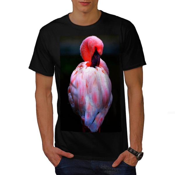 Rosa Flamingofjäder T-shirt för män L