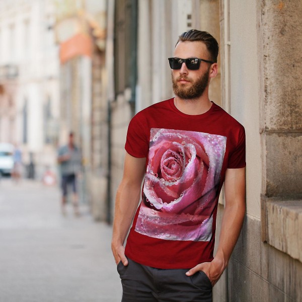 Rose Novelty Print Herr Röd-skjorta XXL