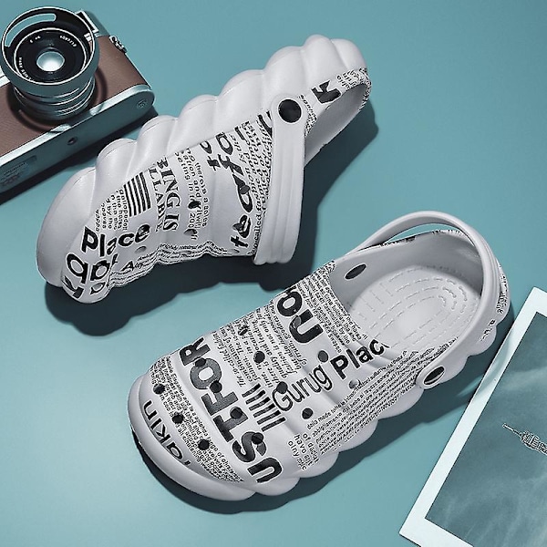 Herrtofflor Flower Graffiti New Hole Shoes 1G15372 Gray 41