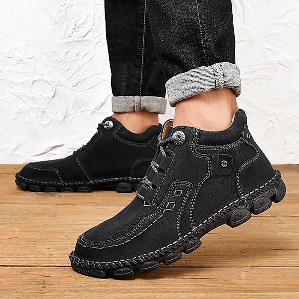 Herrstövlar Lädermodeskor Andas Halkfria utomhusskor 9936 Black 47