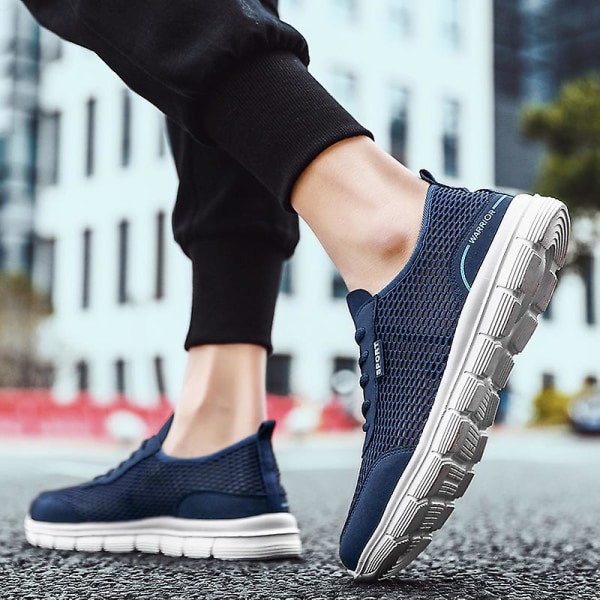 Män Skor Höst Soft Loafers Skor Lättvikt Billiga Mesh Casual Herr Sneakers 2G8928-1 Blue 39