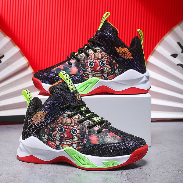 Sneakers för barn Andas Pojkar Flickor Löparskor Mode Sportskor 3Aa888 BlackGreen 34