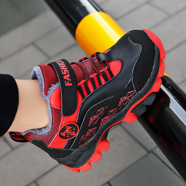 Pojkar Flicksneakers Andas löparskor Barn Vinter bomullsskor 558 Red 40