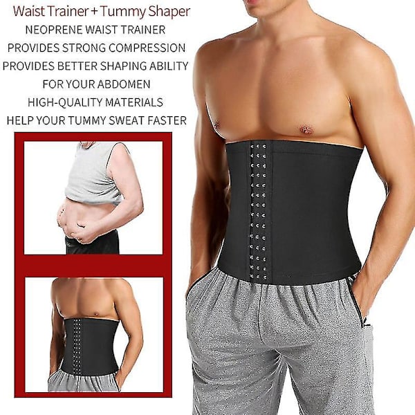 Magreducerare för män Bastu Body Shaper Fitness Svetttrimmer Bälte Waist trainer Magbantning Shapewear Waist trainer Korsett, dragkedja Silver XXL 3XL