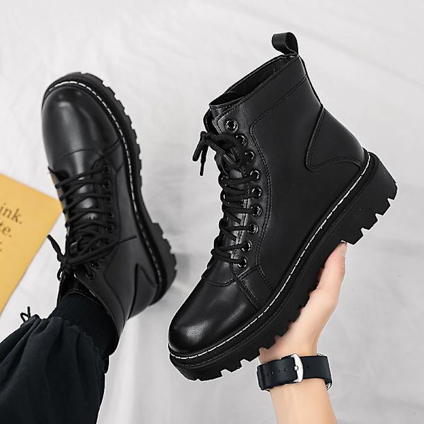 Herr Martin Boot Kvinnor Korta Kängor Med Snörning Chunky Låg Klack Mid-Calf Boots 2Kaf07 41
