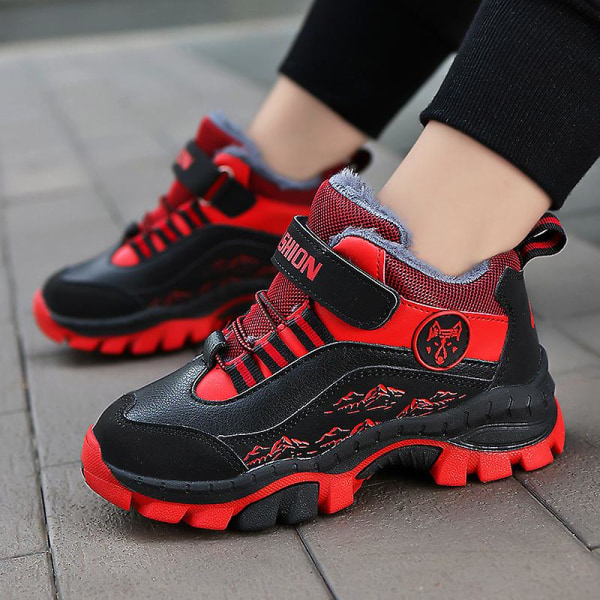 Pojkar Flicksneakers Andas löparskor Barn Vinter bomullsskor 558 Red 40