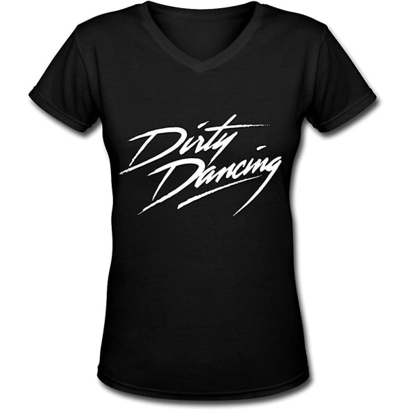 Sl Dirty Dancing Logo V-hals T-shirt för kvinnor Svart M
