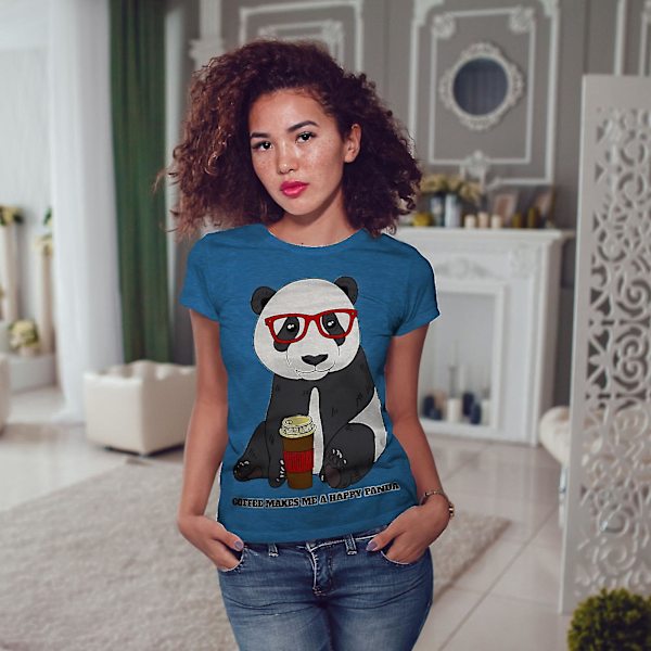 Kaffe Glad Panda Kunglig T-shirt för kvinnor M
