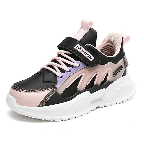 Sneakers för barn som andas löparskor Mode för tjejer Sportskor 831 BlackPink 34