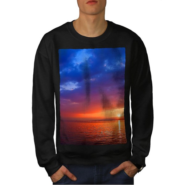 Sea Sunset Night Nature Men Blacksweatshirt M