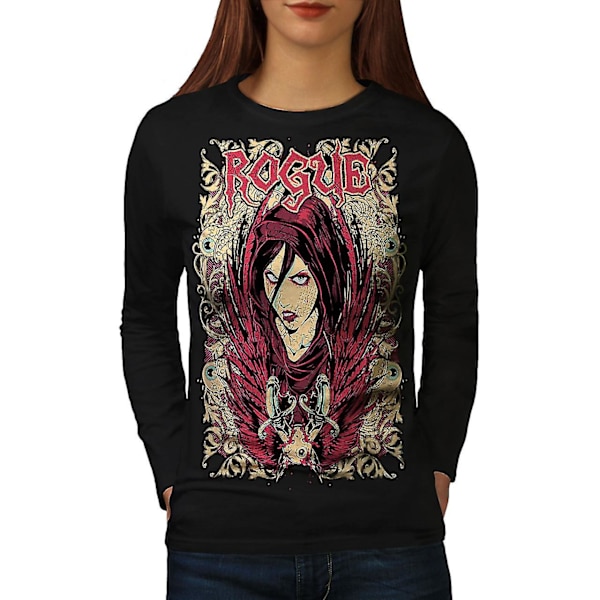 Girl Goth Funk Mode Kvinnor Svart Långärmad T-shirt | Wellcoda M