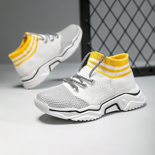 Sneakers som andas löparskor Mode Pojkar Flickor Sportskor 3Adw626 White 27