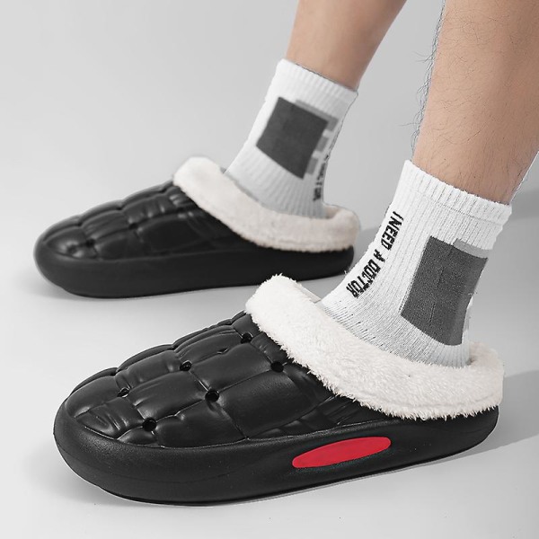 Herrtofflor Varma Vinterskor För Kvinnor Inomhushus Slip On Med Bomull Utomhus 2Ks2195 Black 38-39