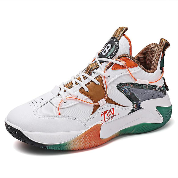 Basketskor för män Mode Halkfria sneakers Sportskor som andas Yjk808 WhiteOrange 43