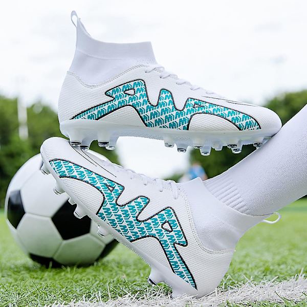Fotbollsskor för män Halkfria fotbollsskor för herr Fotbollsskor Gräs Fotbollssneakers Yjck15-1 White 44