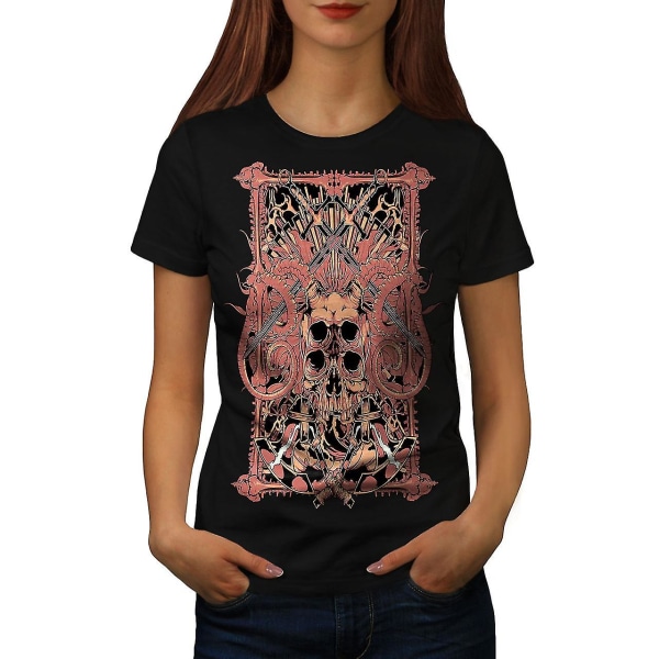 Sword Art Metal Skull T-shirt för kvinnor M