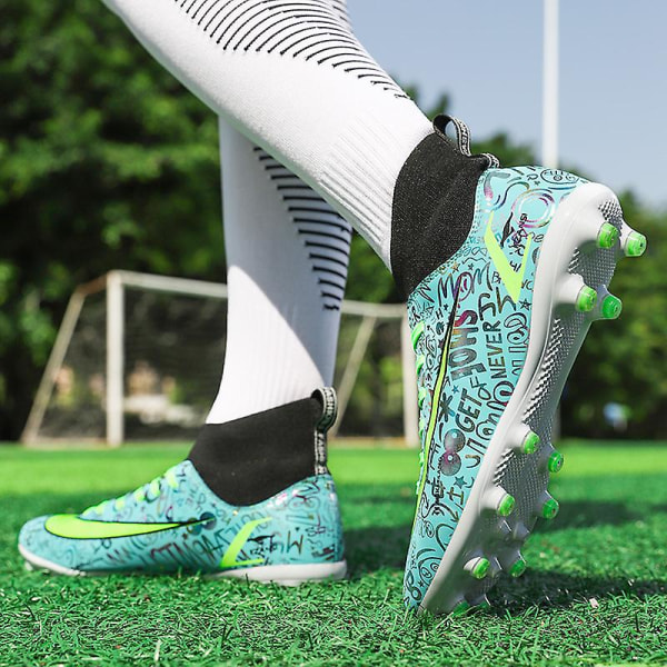 Fotbollsskor för män Fotbollsskor för vuxna hög fotled Grästräning Sport Skor Herr Sneakers 562 Green 41