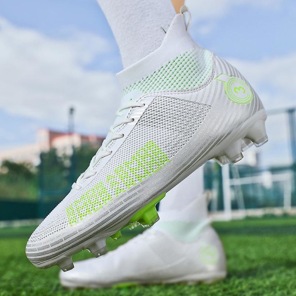 Fotbollsskor för män Halkfria fotbollsskor för herr, Gräs Fotbollssneakers 2K4000 White 34