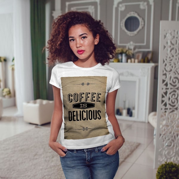 Coffee Delicious Slogan Whitet-shirt för kvinnor XL