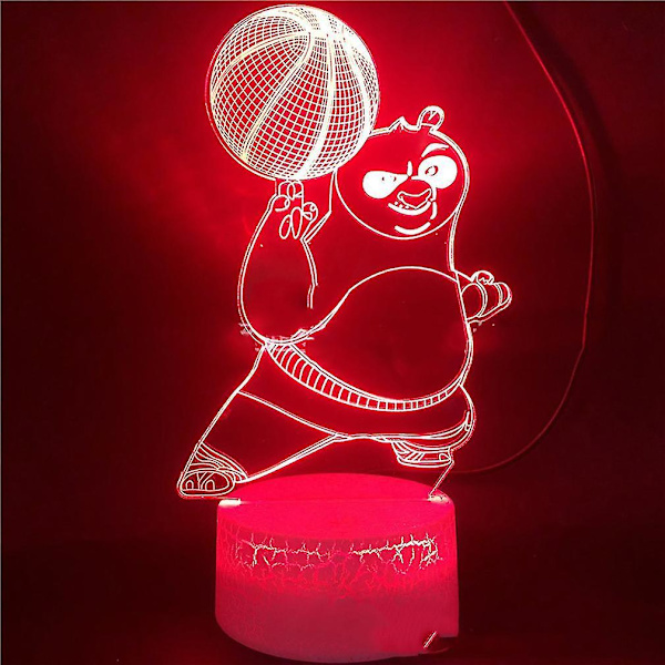Kung Fu Panda 3d Led Nattljus Sovrumsbordslampa Färgbyte
