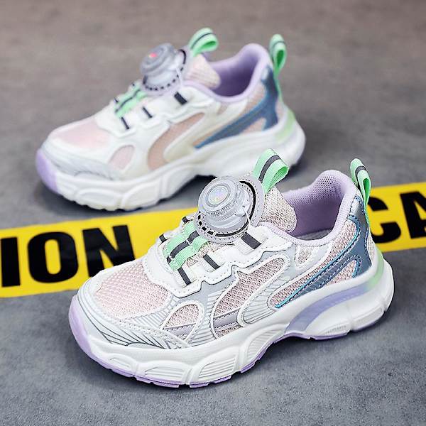 Sneakers som andas löparskor Mode Pojkar Flickor Sportskor 3Ab2303 PinkPurple 34