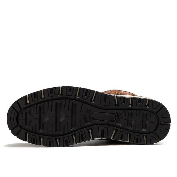 Snöskor för män Läder Plus Velvet Varma Utomhus bomullsskor F9704 LightBrown 45