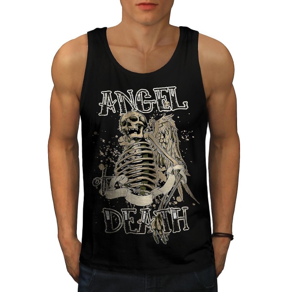 Angel Death Gothic Skull Men Blacktank Top | Wellcoda L