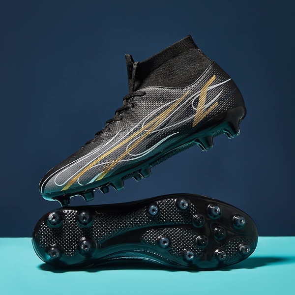 Fotbollsskor Herr Fotbollsskor för fast mark Utomhus Inomhus Atletiska fotbollsskor Professionell Futsal Training Sneakers-svarta Black 47