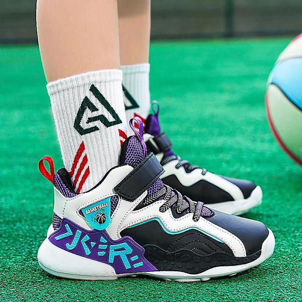 Basketskor för barn Mode Halkfria sneakers Andas sportskor A02 Purple 34