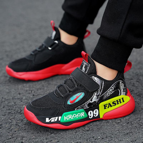 Sneakers för barn Andas löparskor Mode Sportskor L888 BlackRed 33