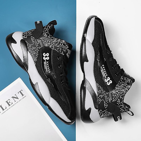 Basketskor för män Mode Halkfria sneakers Andas Pojkar Flickor Sportskor 266 Black 40
