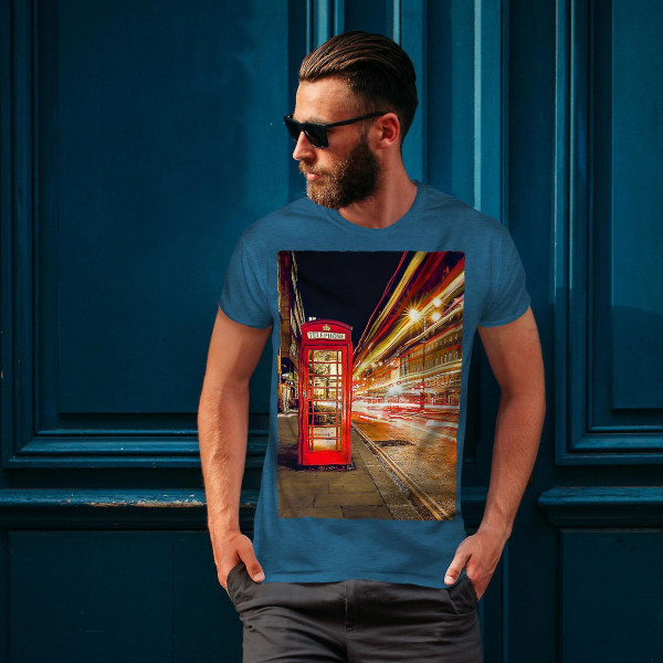 Röd Telefonbox Herr Royal Bluet-shirt XXL