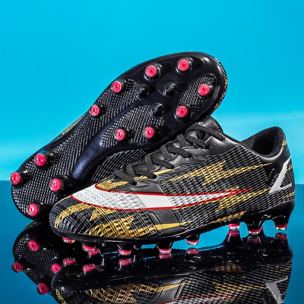 Fotbollsskor för män Halkfria fotbollsskor för herr Gräs Fotbollssneakers X916 BlackGold 38