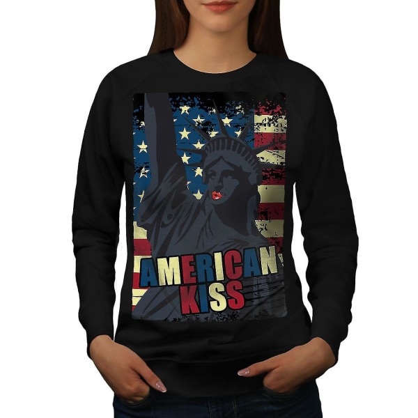 Freedom Statue Kiss Women Blacksweatshirt XL