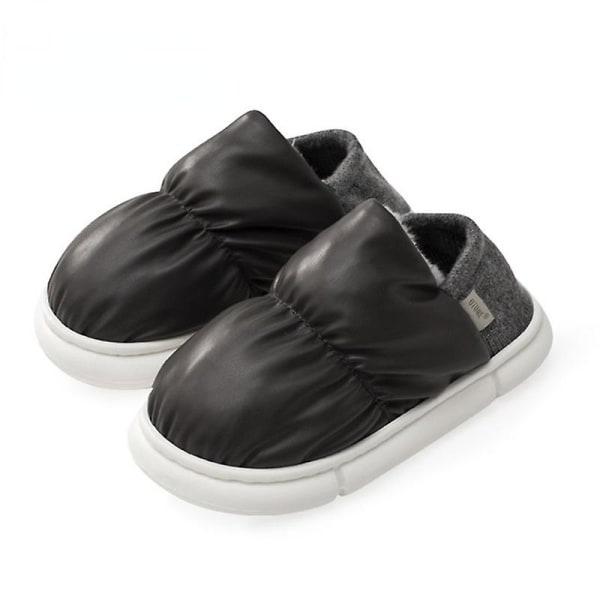 Vinter Kvinnor Tofflor Bröd Skor Utomhus Inomhus Hem Skor Män PU Varm plysch Dual Purpose EVA Tjock sula Halkfri Meteorite Grey 42-43 insole 27cm