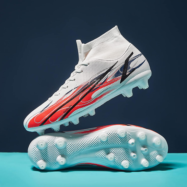 Fotbollsskor Herr Fotbollsskor för fast mark Utomhus Inomhus Atletiska fotbollsskor Professionell Futsal Training Sneakers-svarta White 44