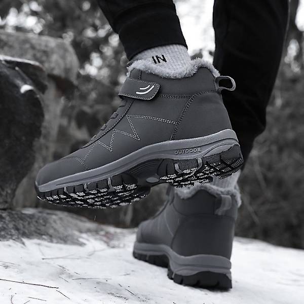 Snöskor för damer för män Vattentät Slip On Päls Fodrade Sneakers Vinter Varma Skor 2K2916 Gray 41