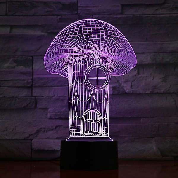 Svamp 3d Led Nattljus Sovrumsbordslampa Färg ändras