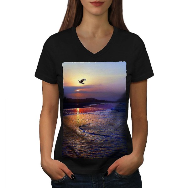 Beach Sunset Photo Women T-shirt L