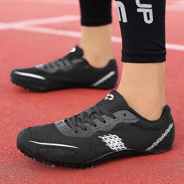 Friidrottsskor för män Spikes Track Race Hoppande Sneakers Professionell löpning Nail Spikes Skor Tj016 Black 36