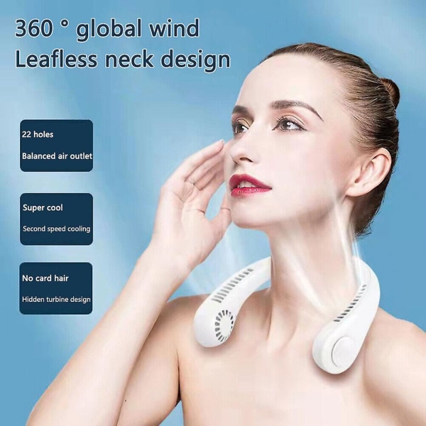 Mini Fan Neckband Bladeless Lazy Neck Hanging Cooler USB Uppladdningsbar Bärbar