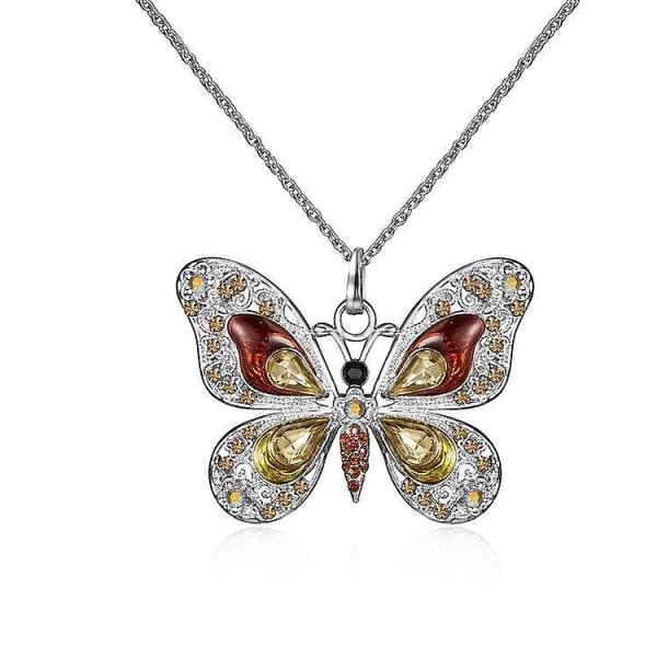 Butterfly hänge kristall tröja djur halsband mode smycken kedja kvinnors