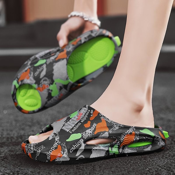 Strandtofflor för män Modesandaler Utomhus Halkfria inomhusskor 3B2205-C Black 39-40