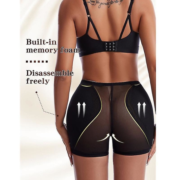 Kvinnors Butt Lifter Shapewear Hip Pads Enhancer Trosor Shaper Boyshort BLACK 2XL