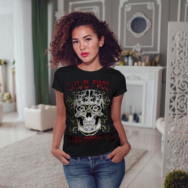 Live Fear Nothing Women Blackt-shirt XXL